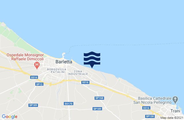 Mapa da tábua de marés em Andria, Italy
