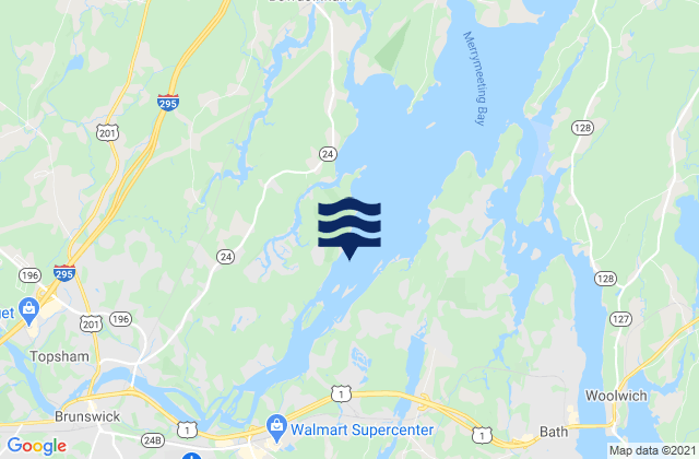 Mapa da tábua de marés em Androscoggin River Entrance, United States