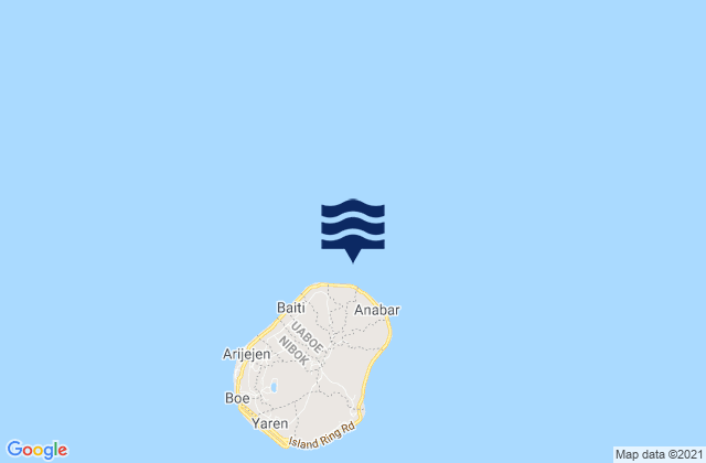 Mapa da tábua de marés em Anetan District, Nauru
