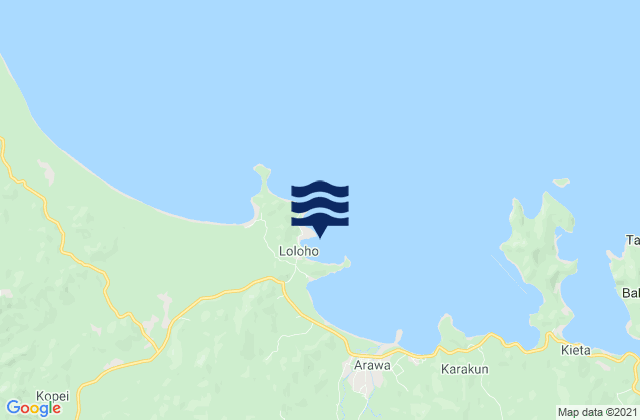 Mapa da tábua de marés em Anewa Bay, Papua New Guinea