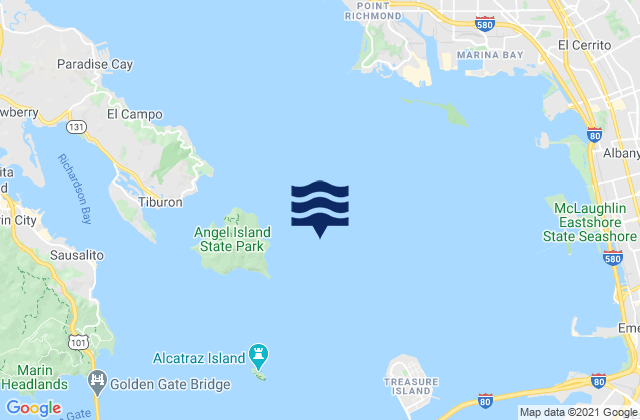 Mapa da tábua de marés em Angel Island 0.75 mile east of, United States