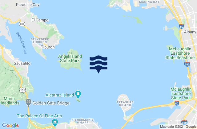 Mapa da tábua de marés em Angel Island .8 mi E, United States