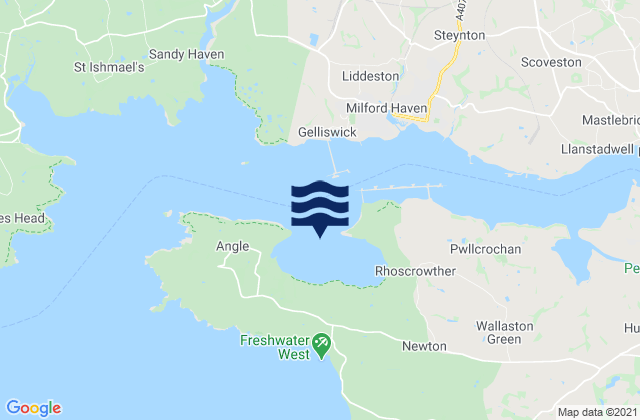 Mapa da tábua de marés em Angle Bay, United Kingdom