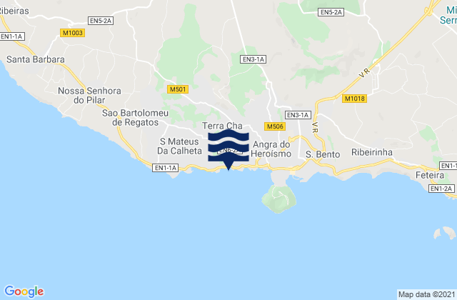 Mapa da tábua de marés em Angra do Heroísmo, Portugal