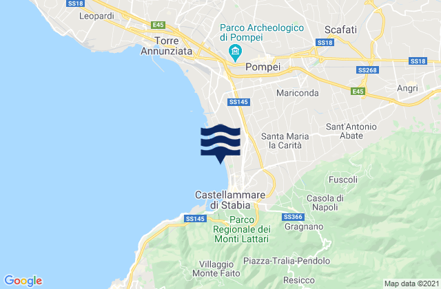 Mapa da tábua de marés em Angri, Italy