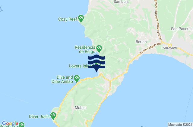 Mapa da tábua de marés em Anilao, Philippines