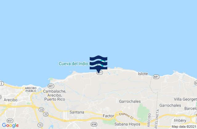 Mapa da tábua de marés em Animas, Puerto Rico