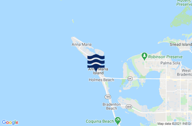 Mapa da tábua de marés em Anna Maria Island, United States