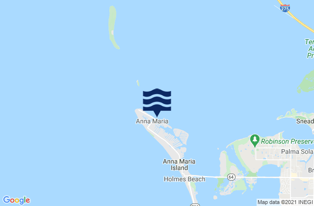 Mapa da tábua de marés em Anna Maria Key (City Pier), United States
