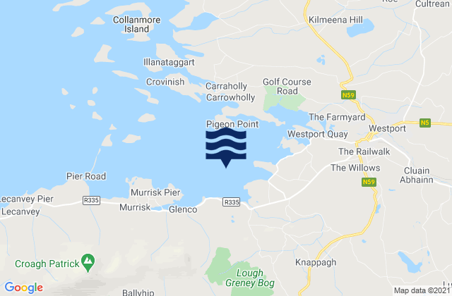 Mapa da tábua de marés em Annagh Island East, Ireland