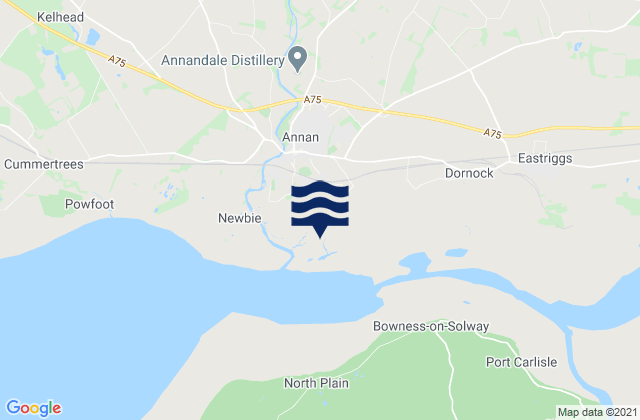 Mapa da tábua de marés em Annan, United Kingdom