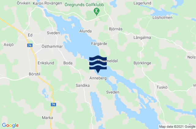 Mapa da tábua de marés em Anneberg, Sweden