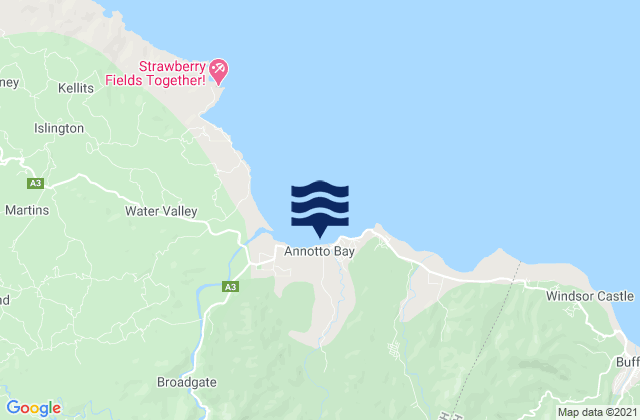 Mapa da tábua de marés em Annotto Bay, Jamaica