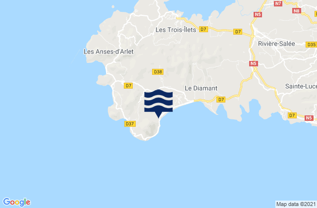 Mapa da tábua de marés em Anse Cafard, Martinique