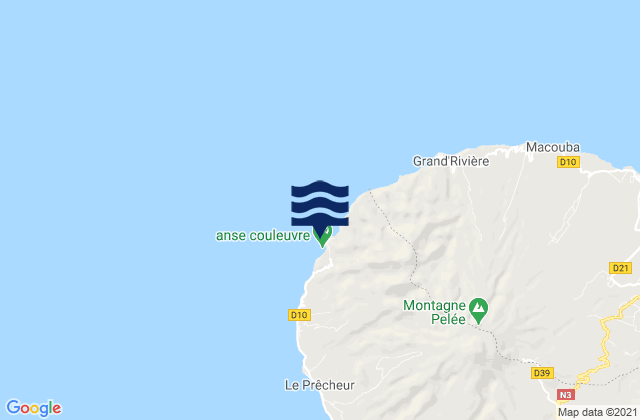 Mapa da tábua de marés em Anse Couleuvre, Martinique
