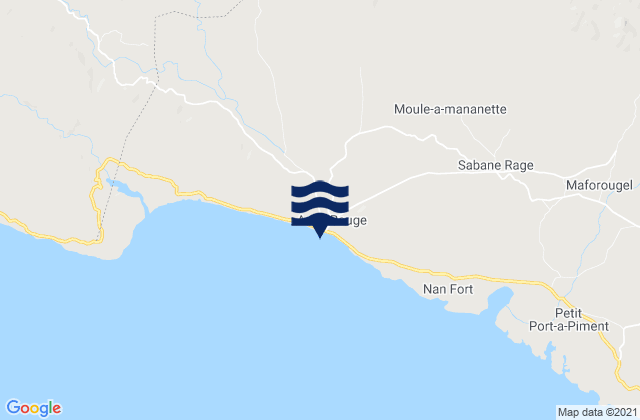 Mapa da tábua de marés em Anse Rouge, Haiti
