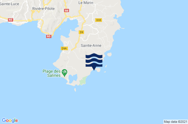 Mapa da tábua de marés em Anse Trabaud, Martinique