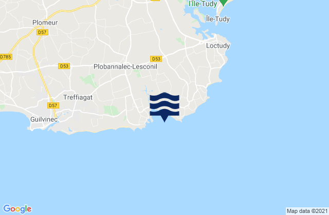 Mapa da tábua de marés em Anse de Lesconil, France