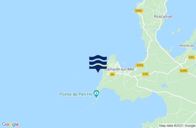 Mapa da tábua de marés em Anse de Pen-Hat, France