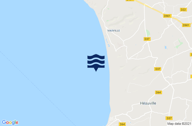 Mapa da tábua de marés em Anse de Vauville, France