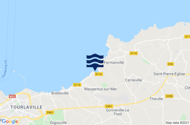 Mapa da tábua de marés em Anse du Brick, France