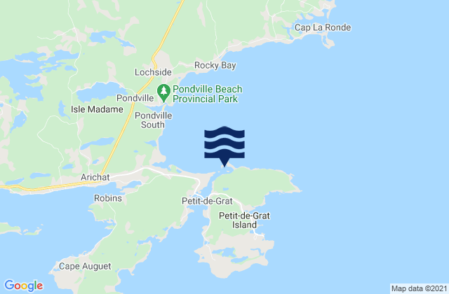 Mapa da tábua de marés em Anse à la Digue, Canada