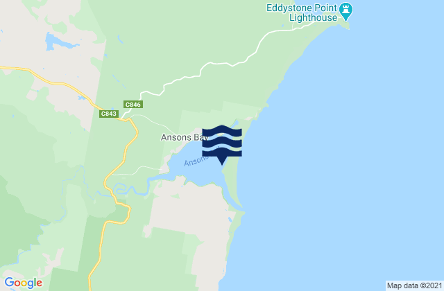 Mapa da tábua de marés em Ansons Bay, Australia