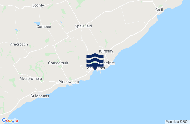 Mapa da tábua de marés em Anstruther, United Kingdom