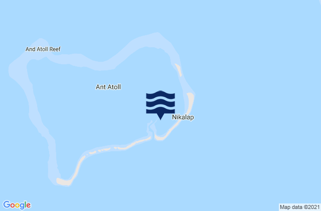 Mapa da tábua de marés em Ant Islands (Tauenai Channel), Micronesia