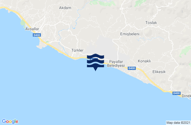 Mapa da tábua de marés em Antalya, Turkey