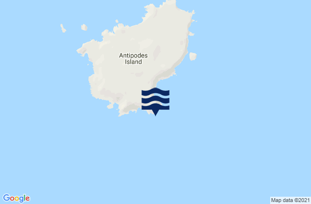 Mapa da tábua de marés em Antipodes Island, New Zealand