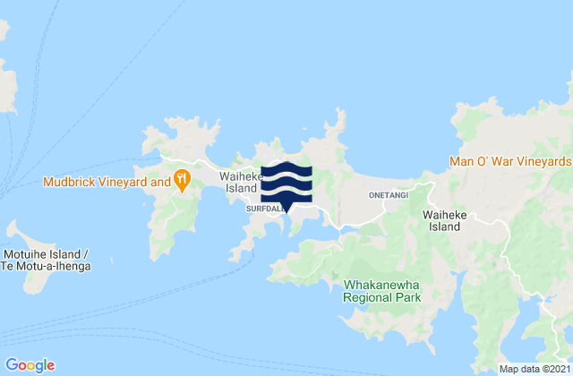 Mapa da tábua de marés em Anzac Bay, New Zealand