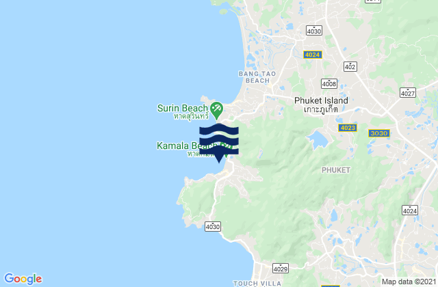 Mapa da tábua de marés em Ao Kamala, Thailand