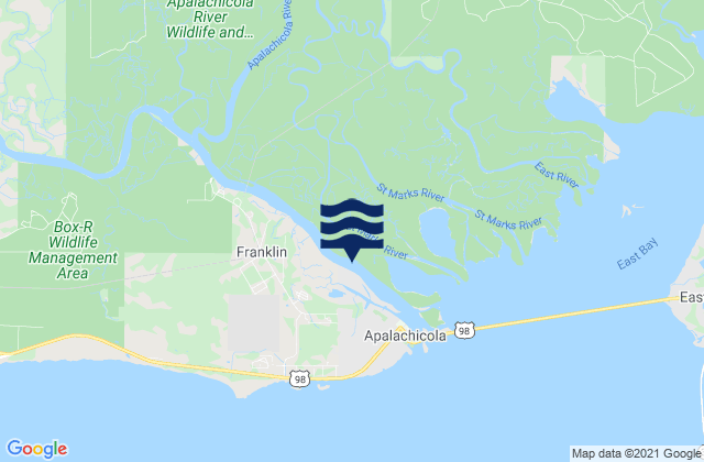 Mapa da tábua de marés em Apalachicola River (A&N Rr Bridge), United States
