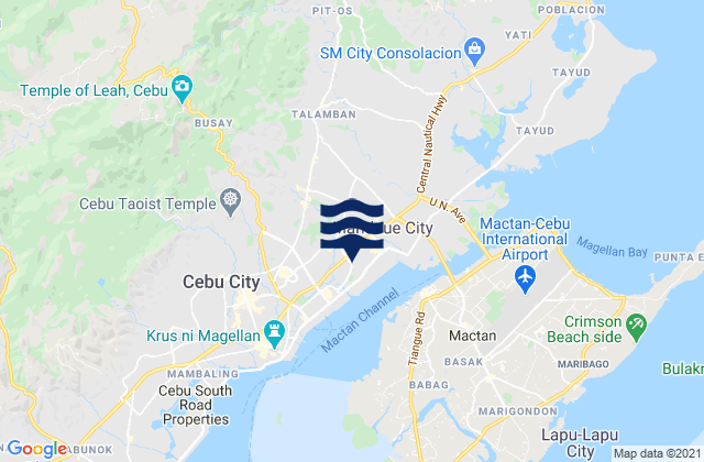 Mapa da tábua de marés em Apas, Philippines