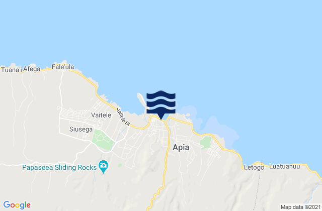 Mapa da tábua de marés em Apia, Samoa