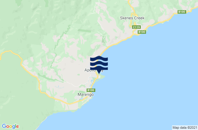 Mapa da tábua de marés em Apollo Bay, Australia