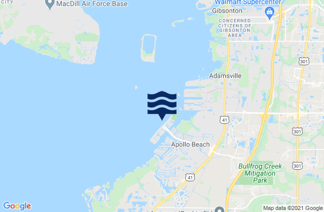 Mapa da tábua de marés em Apollo Beach Hillsborough Bay, United States