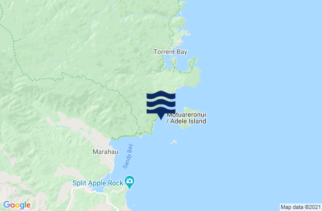 Mapa da tábua de marés em Apple Tree Bay, New Zealand