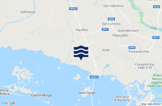 Mapa da tábua de marés em Aquileia, Italy