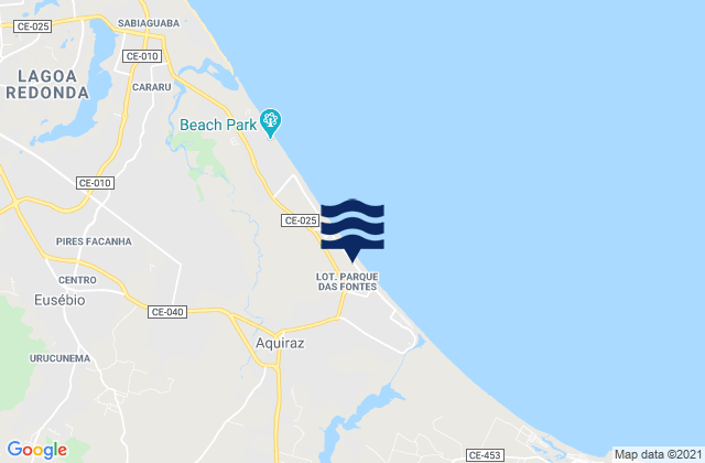 Mapa da tábua de marés em Aquiraz, Brazil