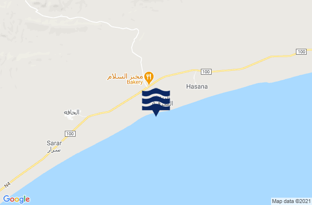 Mapa da tábua de marés em Ar Raydah, Yemen