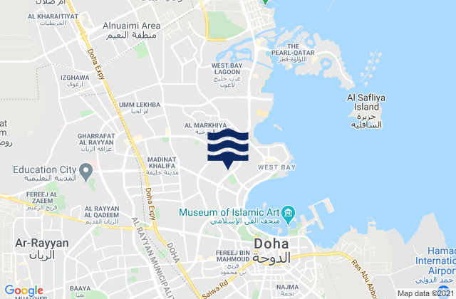 Mapa da tábua de marés em Ar Rayyān, Qatar