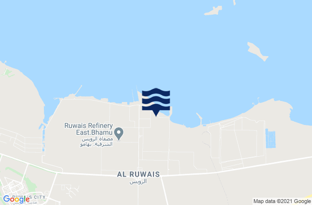 Mapa da tábua de marés em Ar Ruways, United Arab Emirates