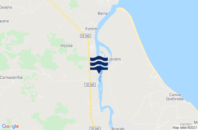 Mapa da tábua de marés em Aracati, Brazil