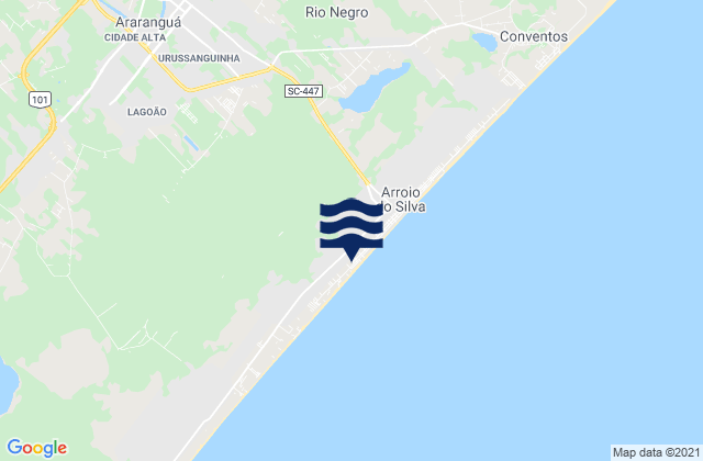 Mapa da tábua de marés em Araranguá, Brazil