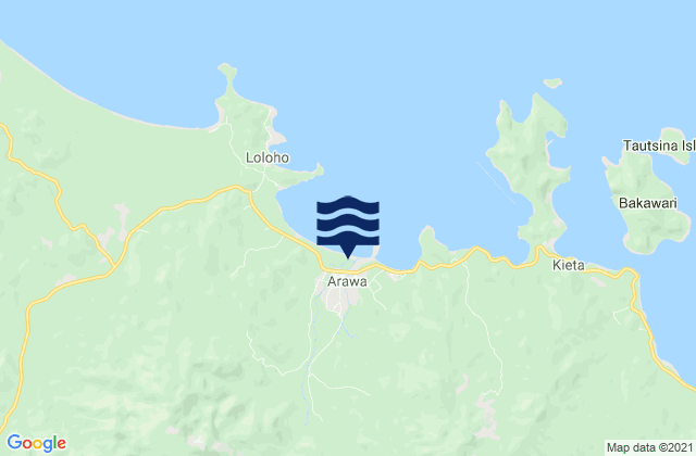 Mapa da tábua de marés em Arawa, Papua New Guinea