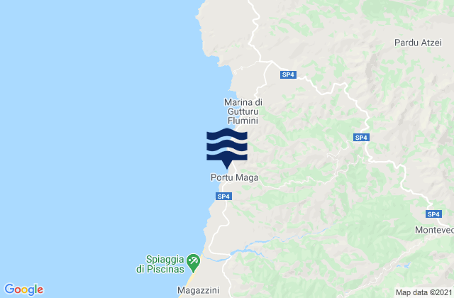 Mapa da tábua de marés em Arbus, Italy
