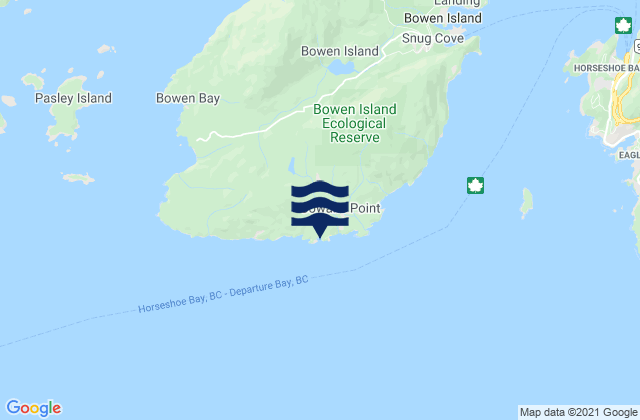 Mapa da tábua de marés em Arbutus Bay, Canada