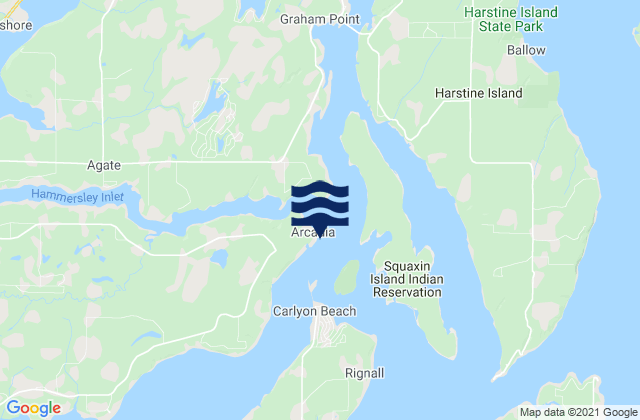 Mapa da tábua de marés em Arcadia (Totten Inlet), United States